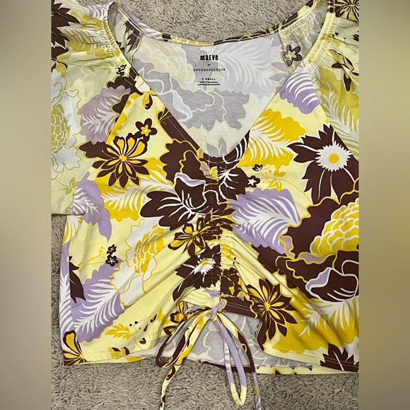 Anthropologie Maeve Flutter Sleeve Cinched Top - Picture 5 of 5